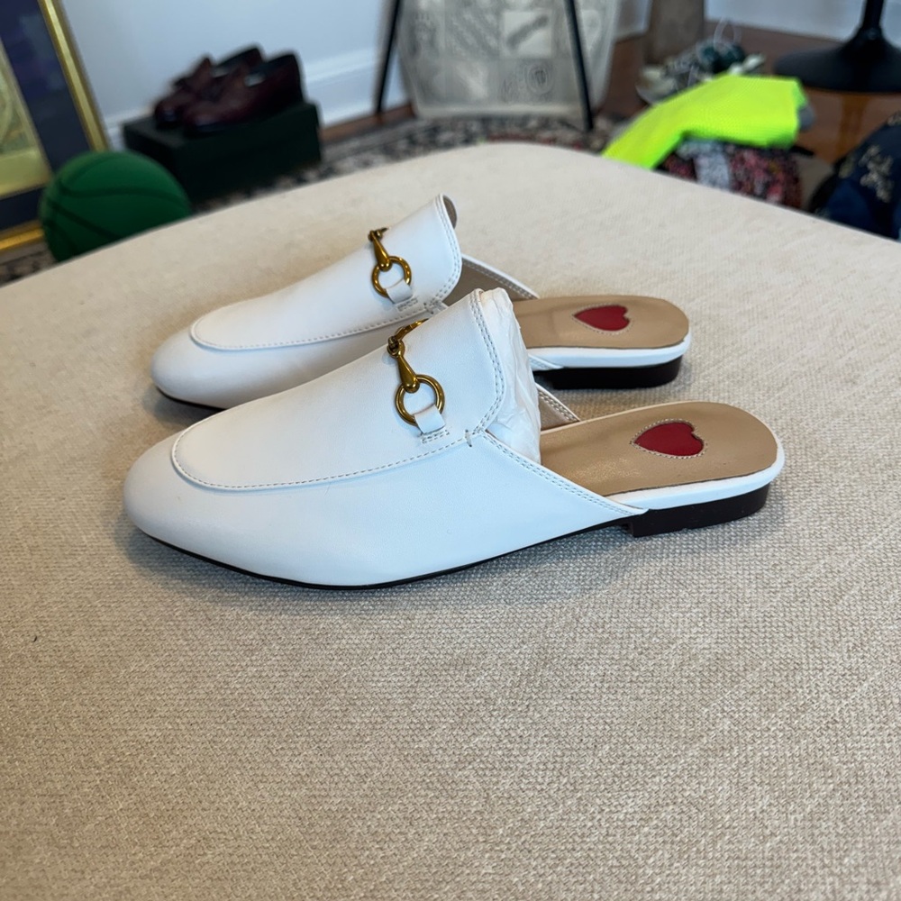 ARQA Studio Horesbit Leather Loafer Slide Mule in White, Womens 37 NWB